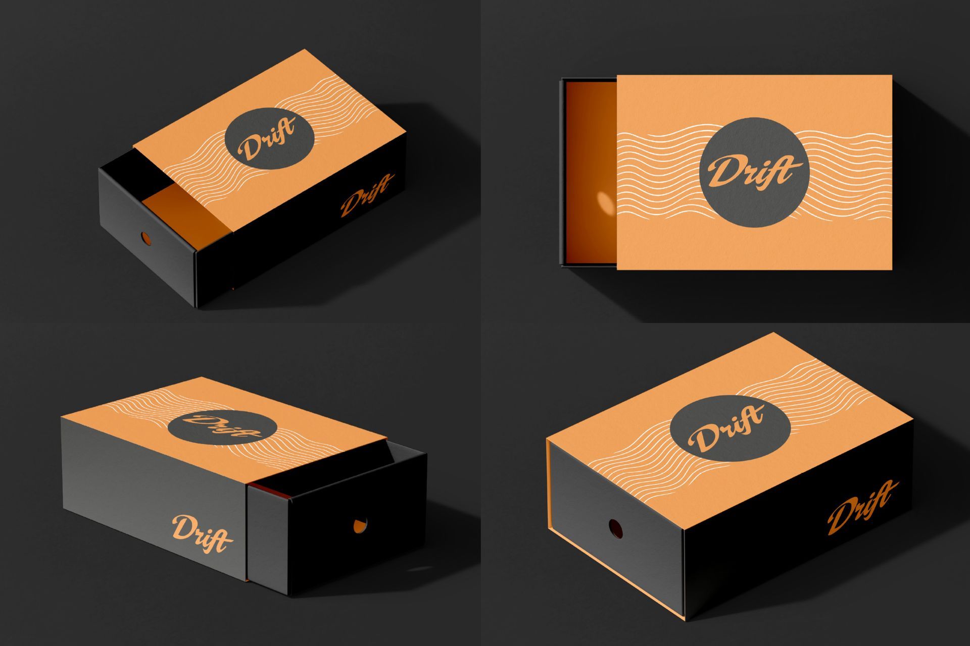 Drift footwear shoe and boot, box design