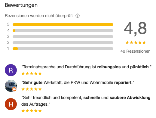 Kundenbewertungen für BCA Brandenburg mit durchschnittlich 4,8 Sternen