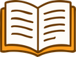 Open book icon with orange outline and cream pages