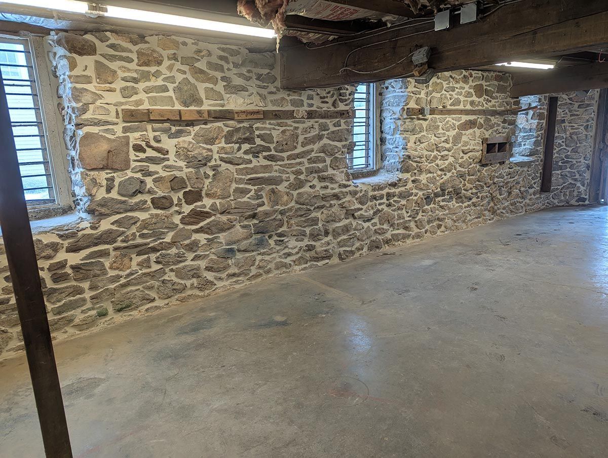 after stone wall renovation