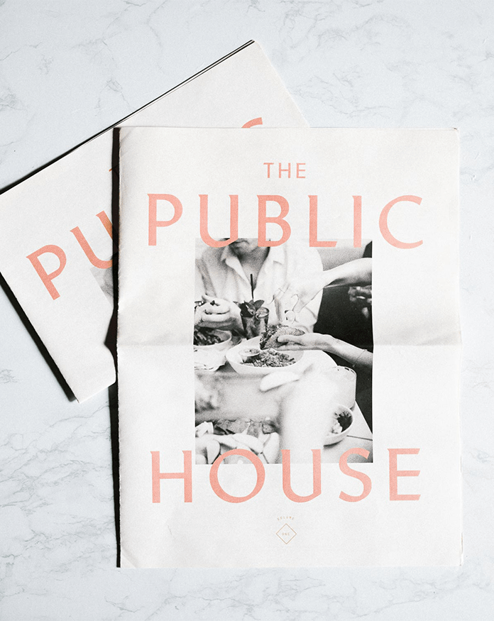 Menu design for The Public House, featured in a graphic design article by The End Creative Agency