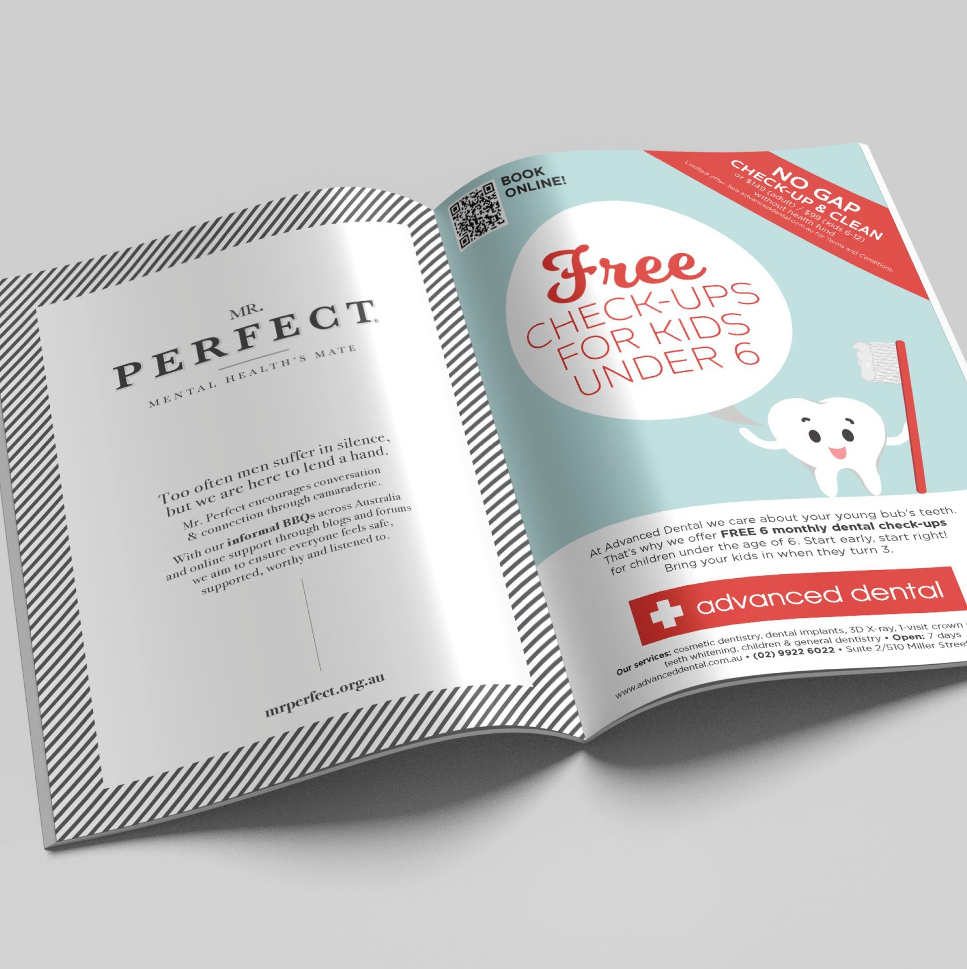 Ad in 2062 Magazine for Mr. Perfect, designed by the graphic design agency The End Creative Agency in Sydney