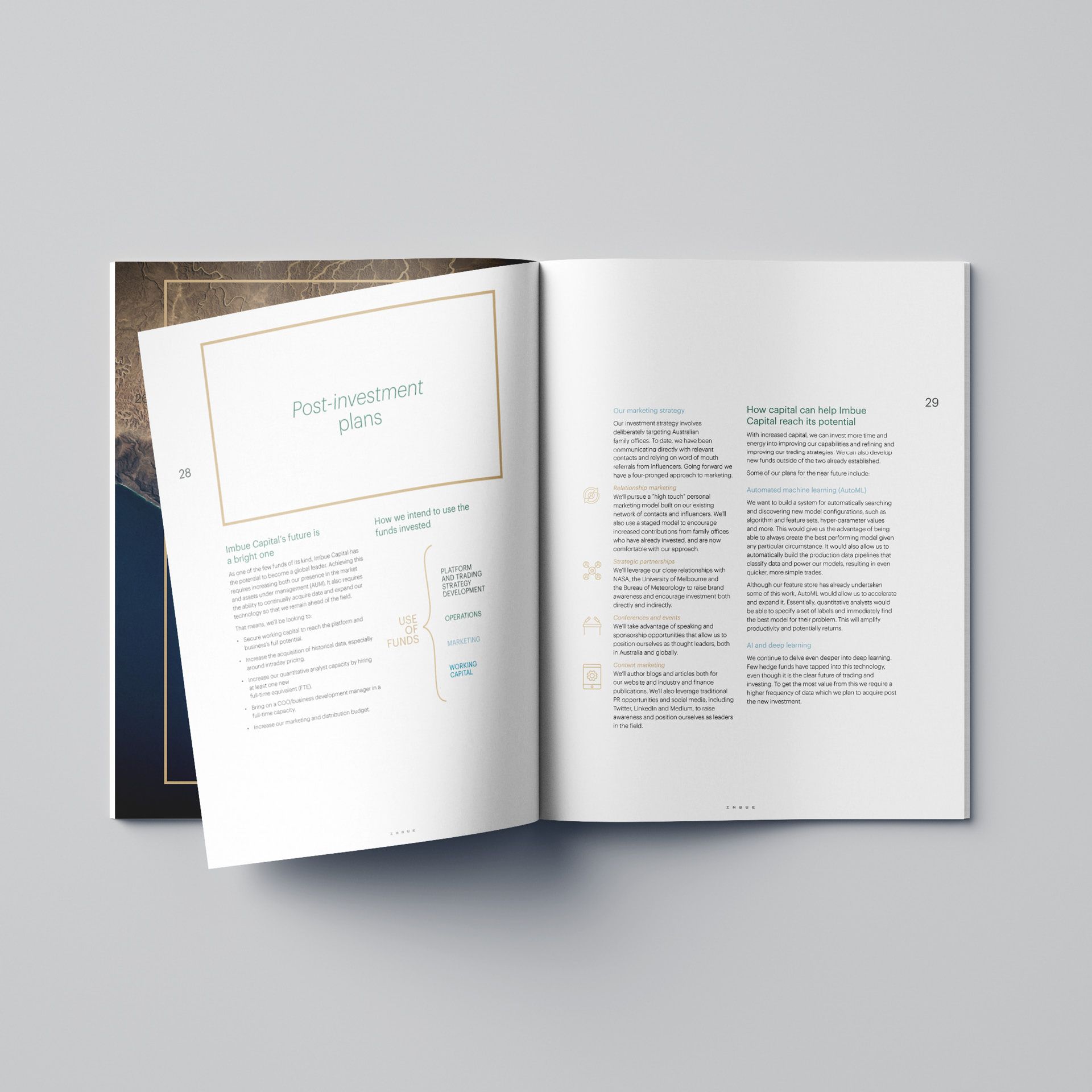 A double-page spread designed with a clean layout by The End Creative Agency.