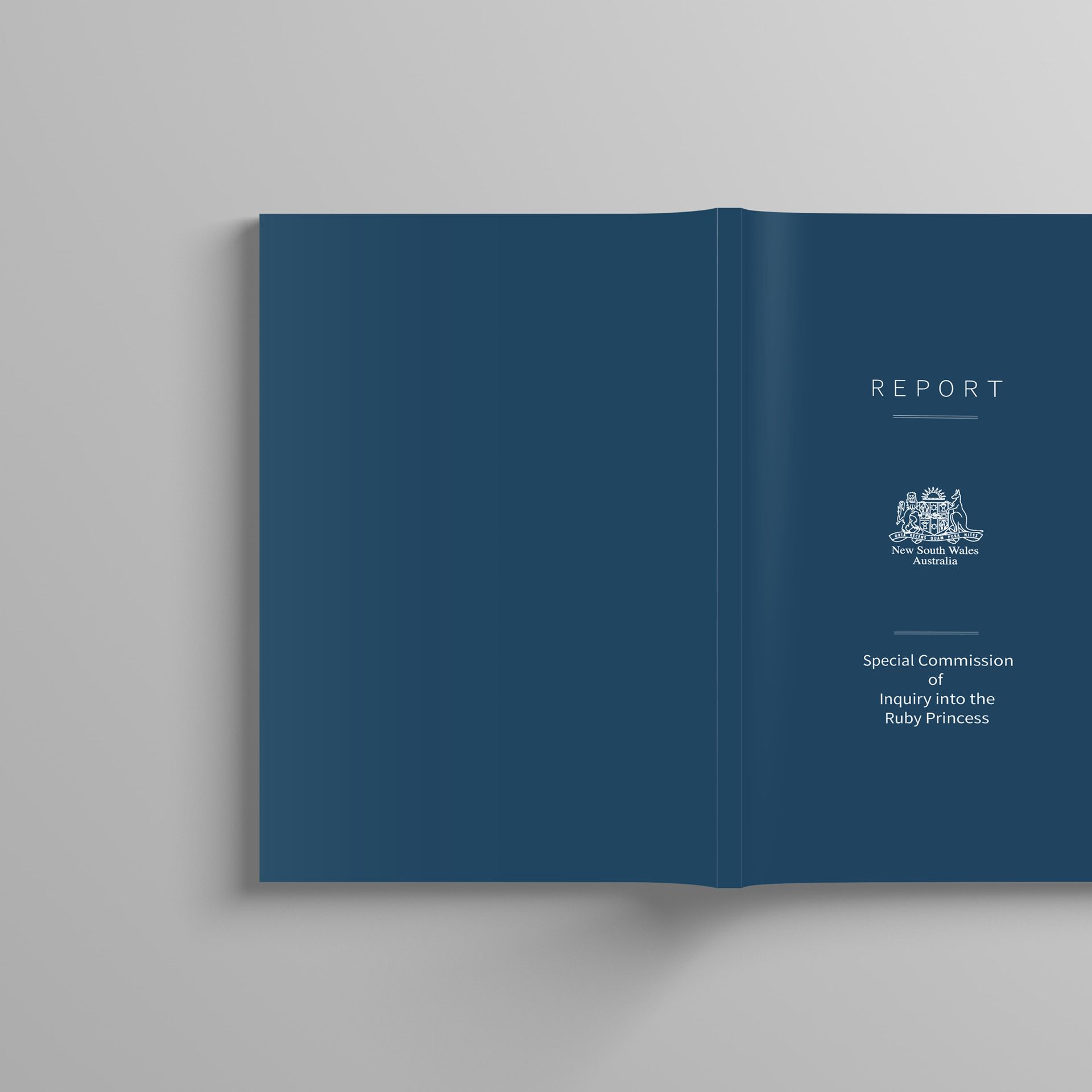 The cover and back cover of the Ruby Princess report, designed by the designers at The End Creative Agency.