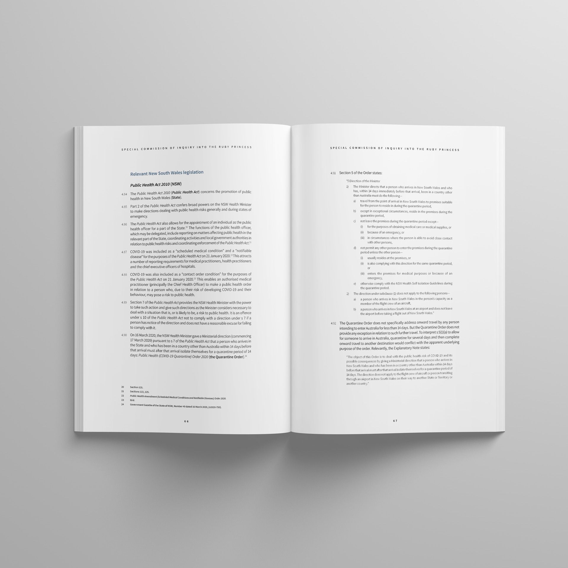 A spread from the Special Commission of Inquiry into the Ruby Princess report, created by The End Creative Agency, a Sydney-based graphic design agency.