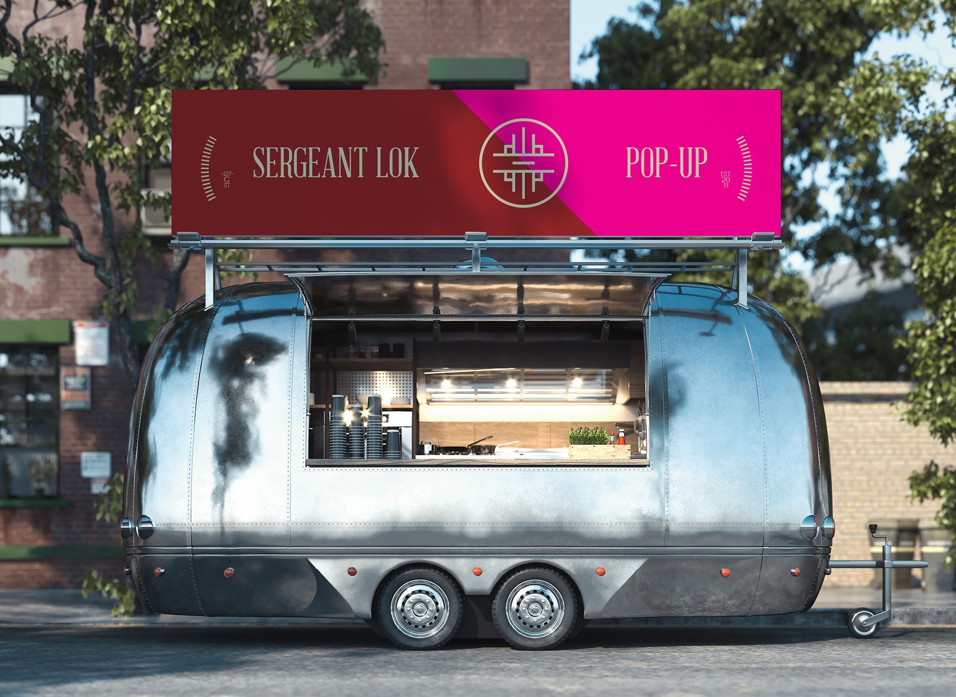 An application of the banner designed for Sergeant Lok's Pop-Up by The End Creative Agency in Sydney.