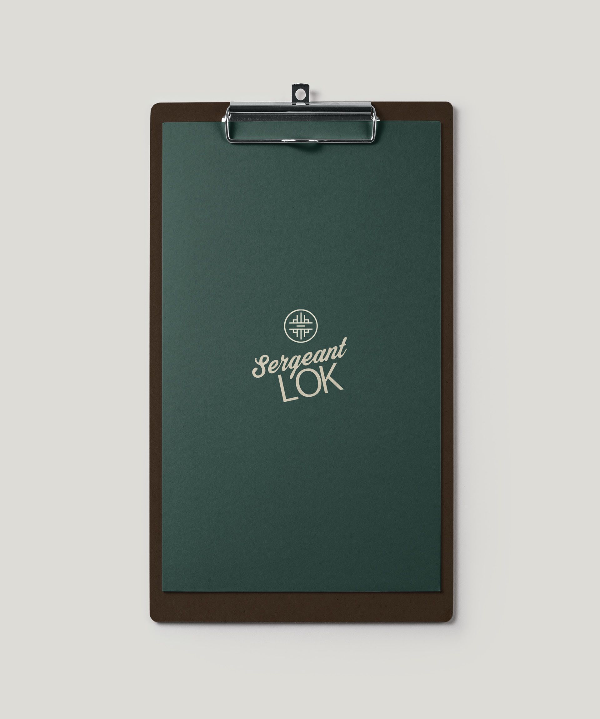 Menu design for Sergeant Lok using a deep green background, designed by the designers at The End Creative Agency.