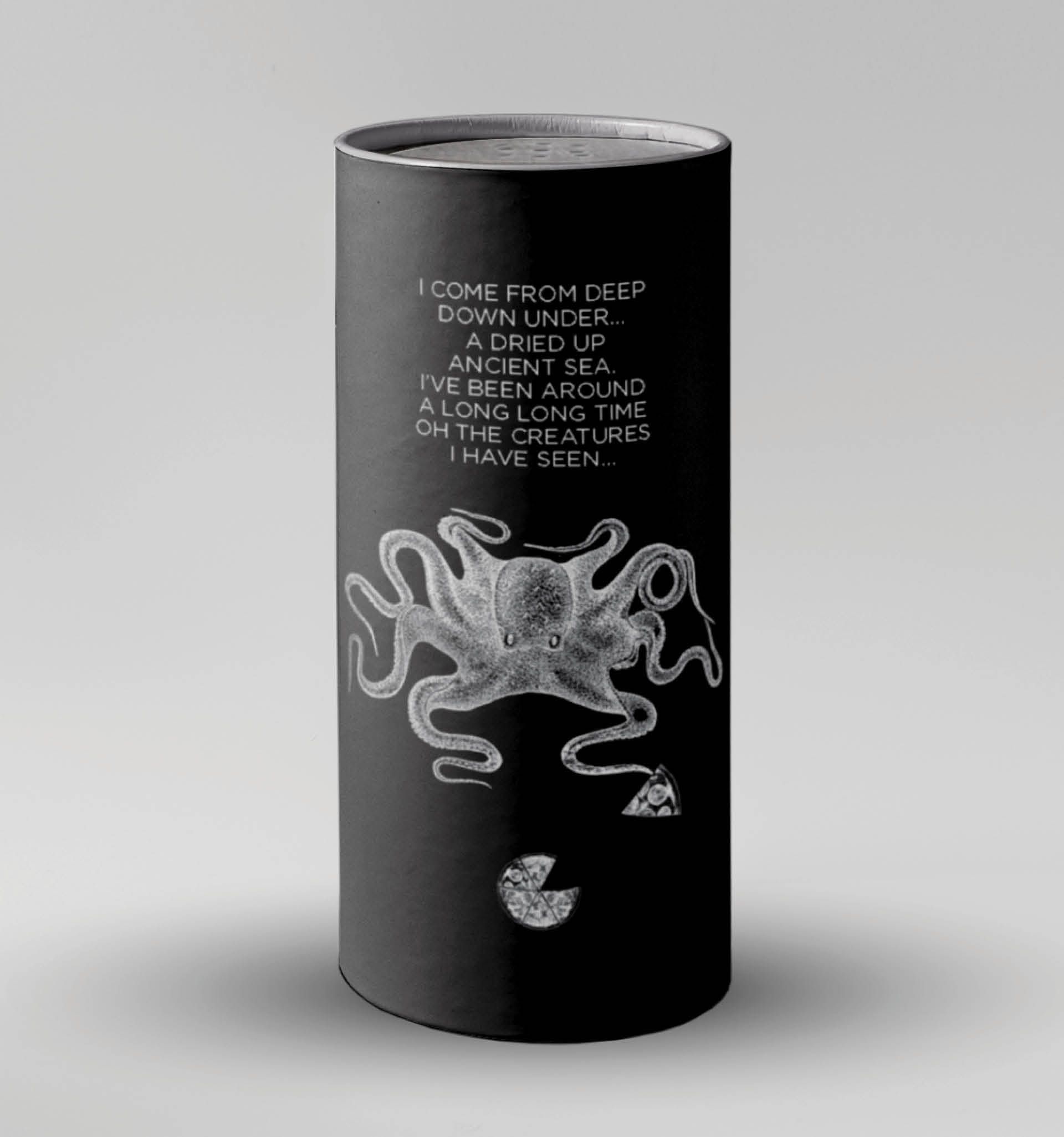 Package design for Universal Restaurant, featuring an illustrated octopus, designed by The End Creative Agency.
