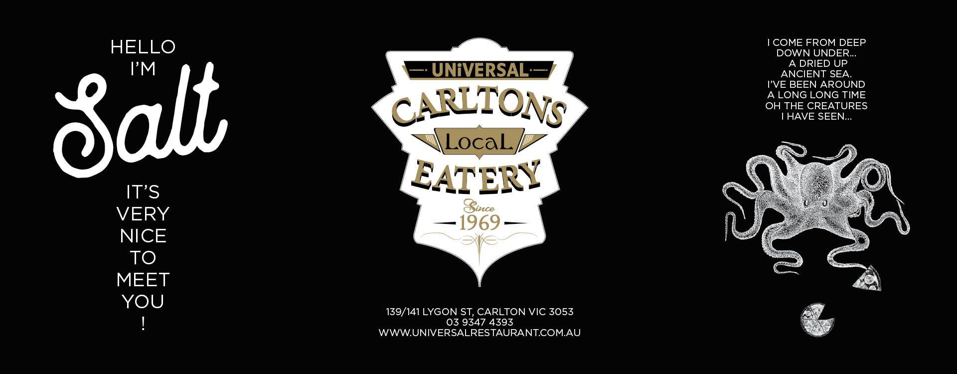 Full layout of the packaging design created by The End Creative Agency for Universal Restaurant in Victoria, Australia.