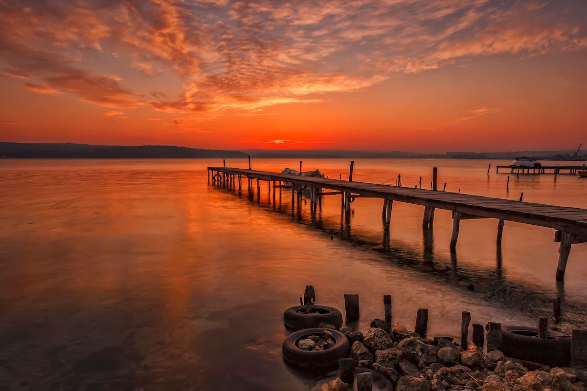 dock in a beautiful sunset