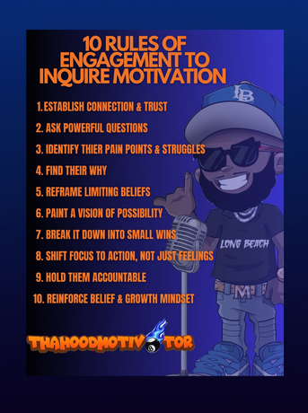 Poster titled “10 Rules of Engagement to Inquire into Motivation”