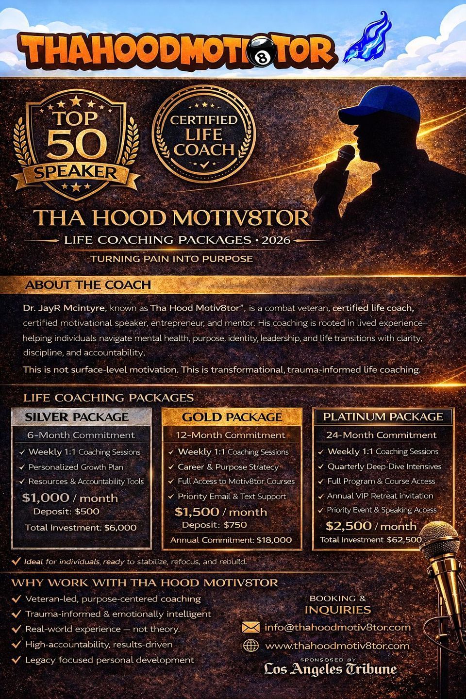 Thor-themed promotional poster with dark blue and gold design, silhouette, and multiple event information panels