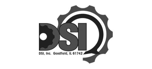 DSI logo with interlocking black and gray letters and gear shapes