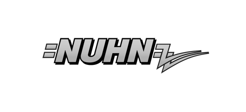 NUHN logo in bold black-and-gray lettering with a stylized swoosh design