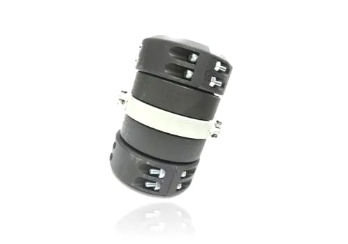 Black cylindrical mechanical component with a white band, shown on a white background