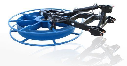 Blue and black UAV drone with propeller guard on a white background