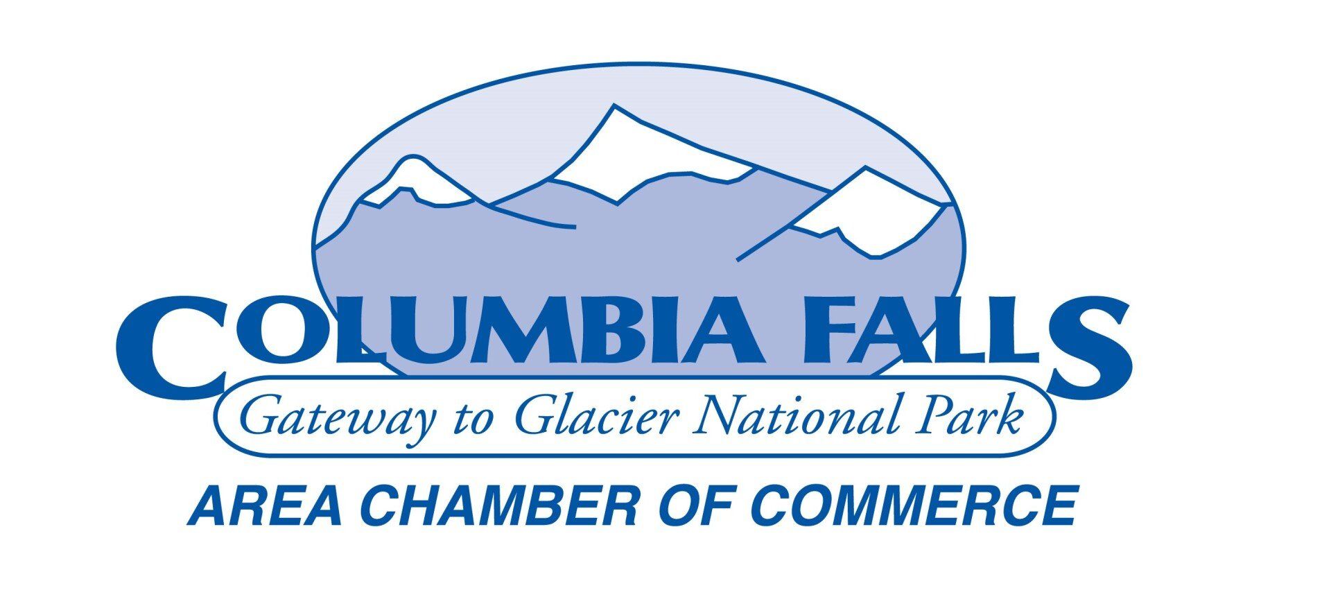 The logo for columbia falls gateway to glacier national park