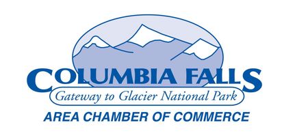 The logo for columbia falls gateway to glacier national park
