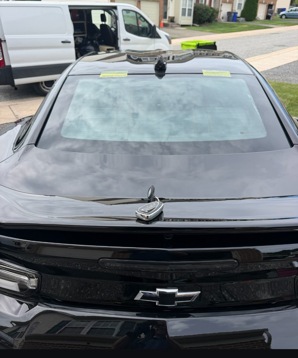 Before Camaro back glass replacement in Baltimore, MD