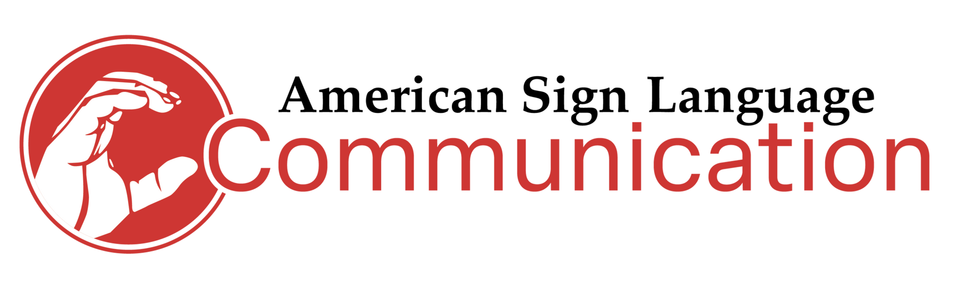 American Sign Language Communication logo with red hand icon and text