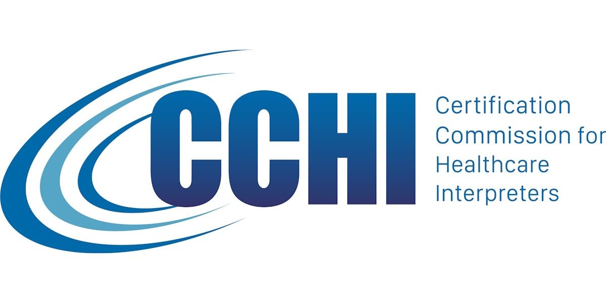 CCHI logo with blue swoosh and the words “Certification Commission for Healthcare Interpreters”