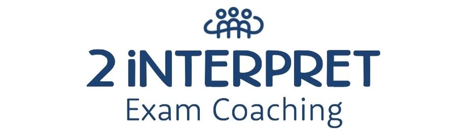 2 INTERPRET Exam Coaching logo with blue text and small icon above the name