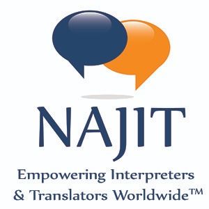 NAJIT logo with blue and orange speech bubbles and the tagline “Empowering Interpreters & Translators Worldwide”