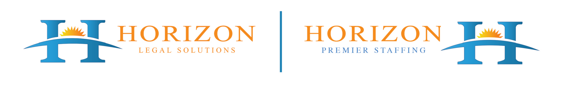 Horizon Foundation Services logo in blue and gold, shown twice side by side on a white background