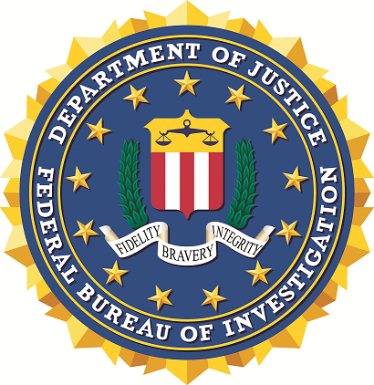 FBI seal with gold stars and blue ring reading 