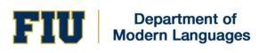 FIU logo and Department of Modern Languages text in blue and gold