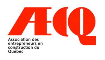 Logo rouge de l’Association des entrepreneurs en construction du Québec (AECQ)