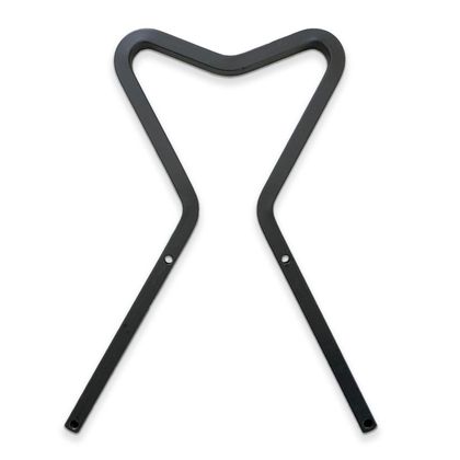 A black metal object with a heart shaped design on it