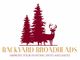 Logo of a deer and trees in maroon with text 