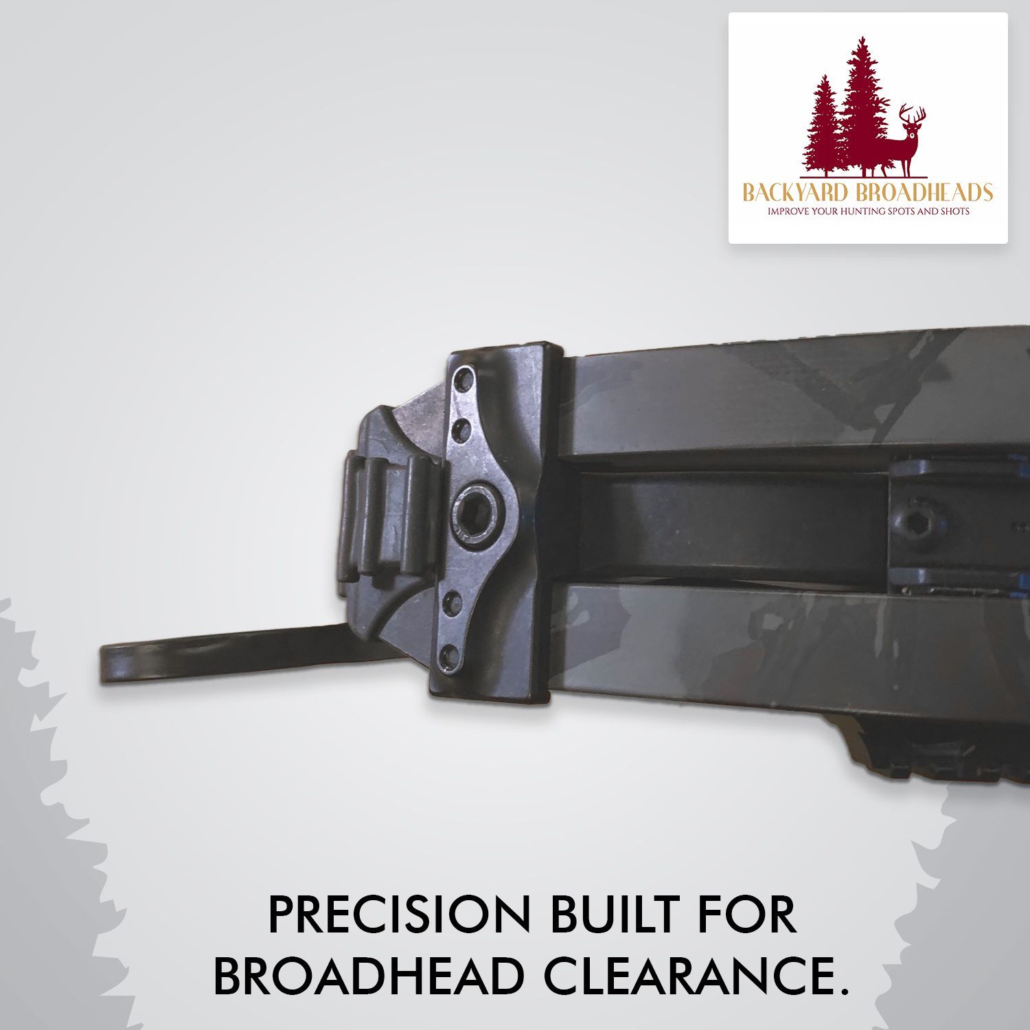 An advertisement for precision built for broadhead clearance