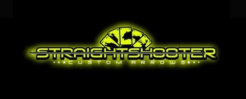 Glow-in-the-dark yellow “Straightshooter” logo with a target graphic and tagline on a black background