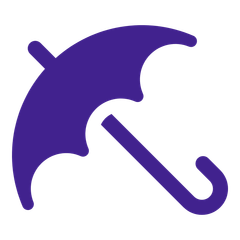 Purple umbrella icon on a white background