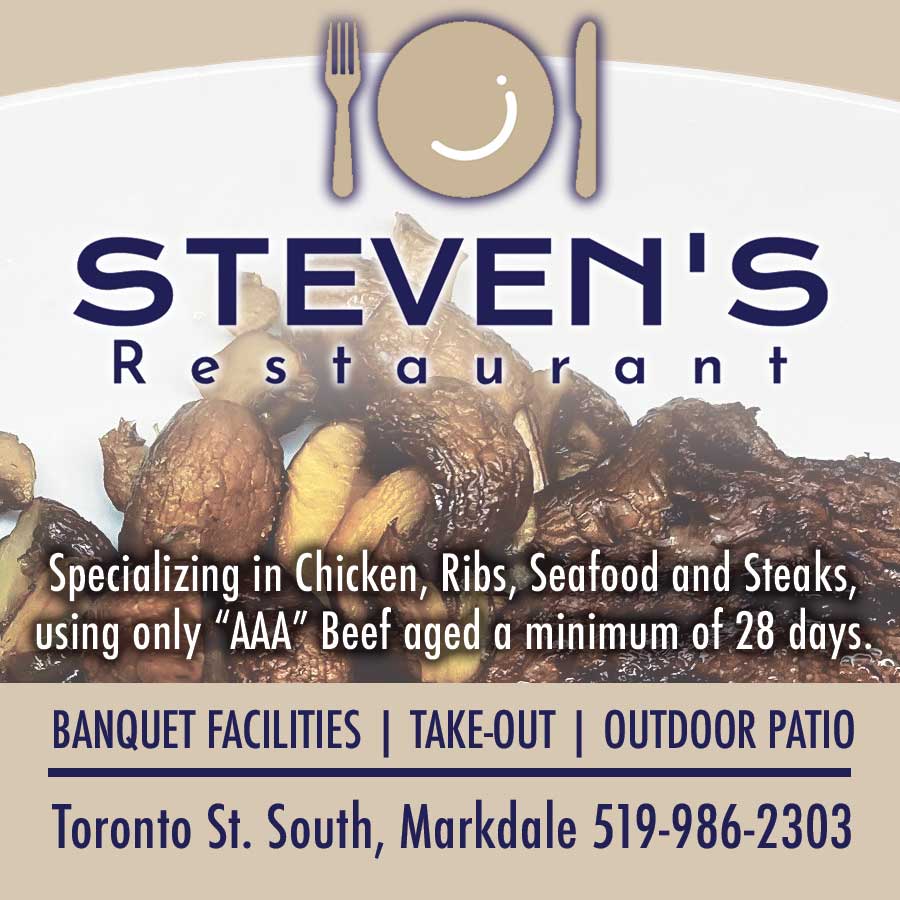 Steven's Restaurant, Markdale ad