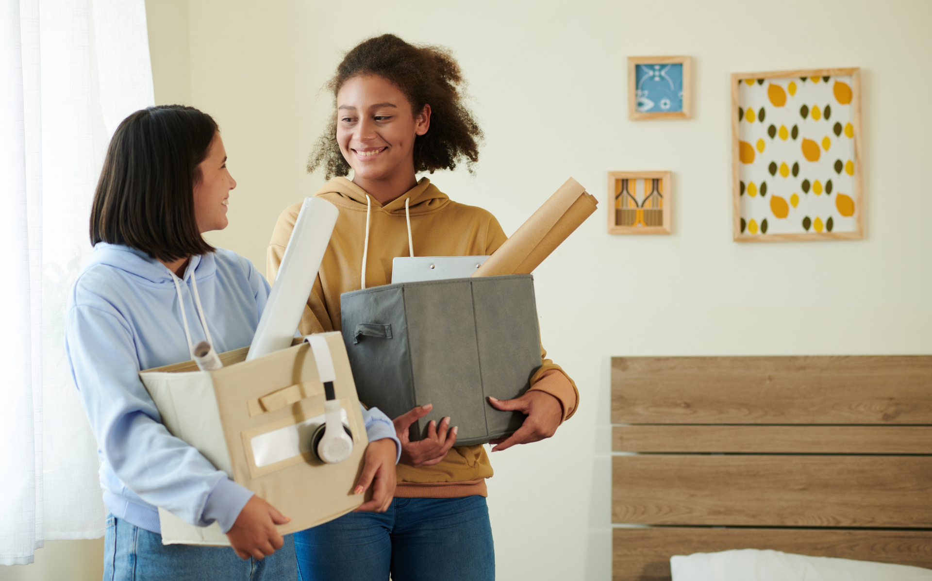 Co-living residents enjoying communal spaces that combine private rooms