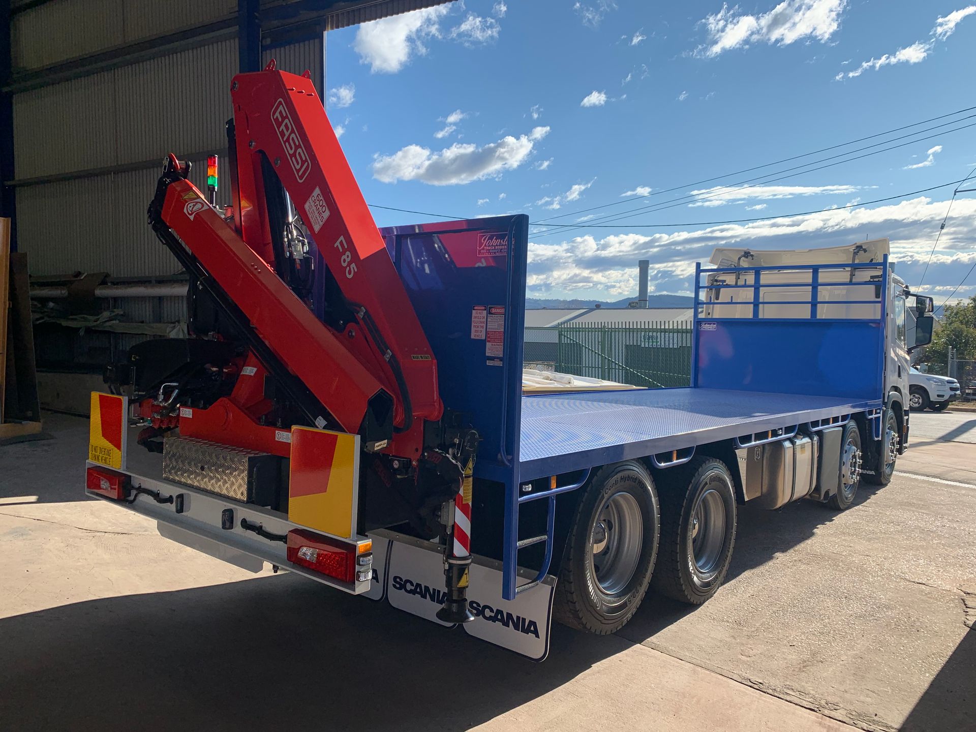 Crane on Truck Tray — Queanbeyan, NSW — Johnston Truck Bodies Pty Ltd