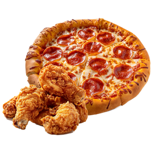 American foods. Pepperoni Pizza. Fried Chicken.