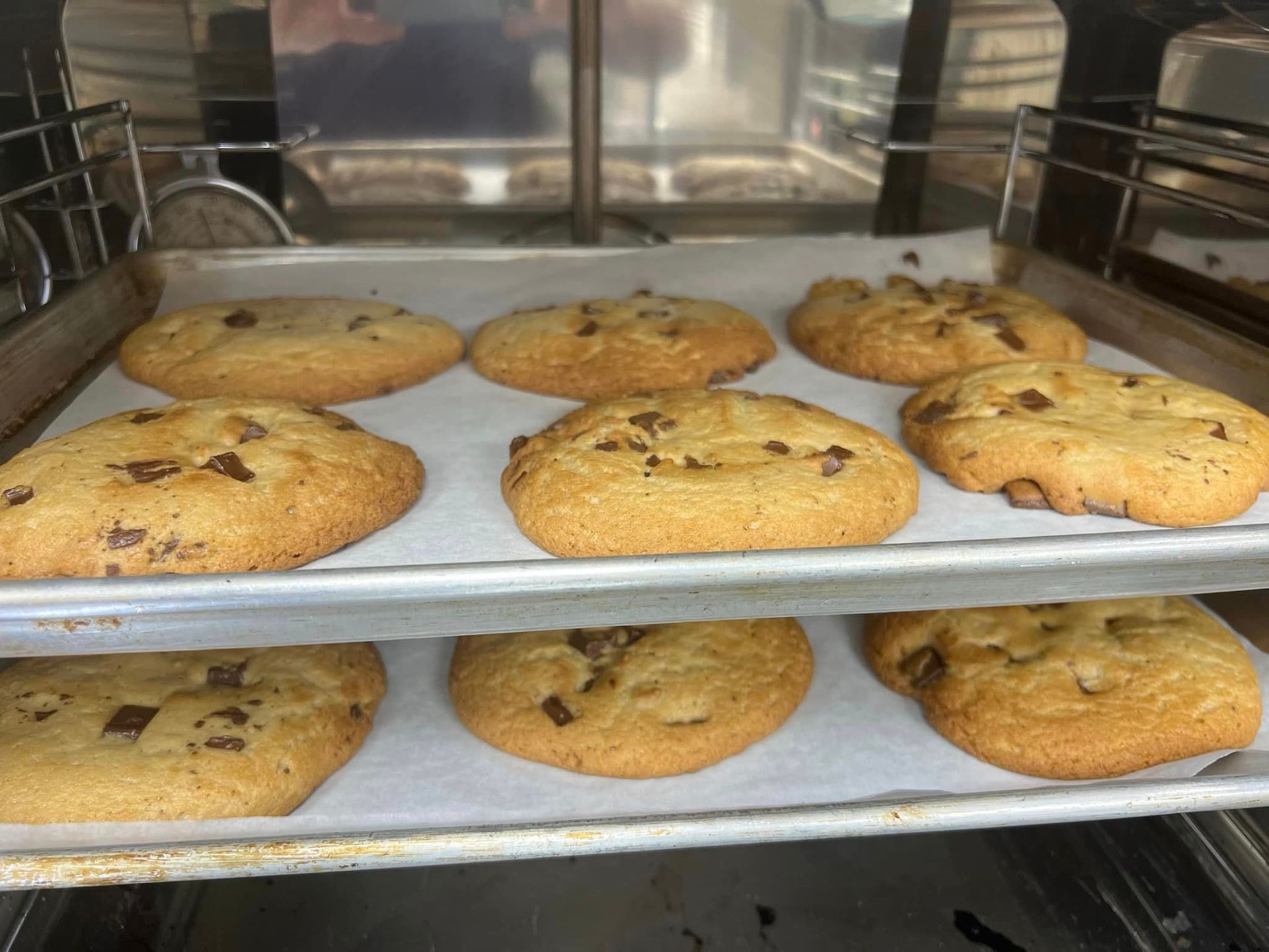 Cookies baking in oven for sale in Lara's Market Convenience Store.