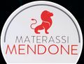 Logo di Materassi Mendone con un leone rosso su uno sfondo circolare bianco