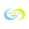 Logo for Forget Me Never Media featuring a blue and yellow infinity symbol made of brushstrokes with text in the center.