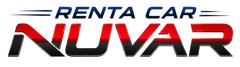 Logotipo de Renta Car NUVAR en texto azul, rojo, negro y gris sobre fondo blanco.