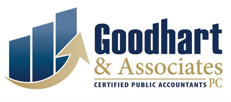 Logo for Goodhart & Associates, Certified Public Accountants. Features a graphic with upward trending bars and an arrow.