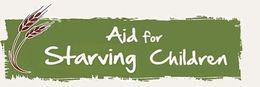 A green logo that says aid for starving children