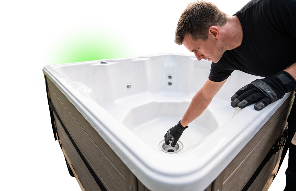 Crew preparing hot tub relocation in Oklahoma City driveway