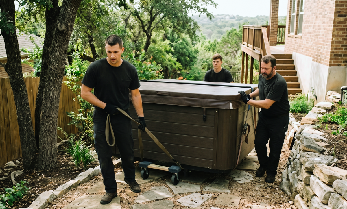 Residential hot tub delivery project in Oklahoma City