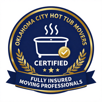 Professional team relocating a hot tub at a residential property