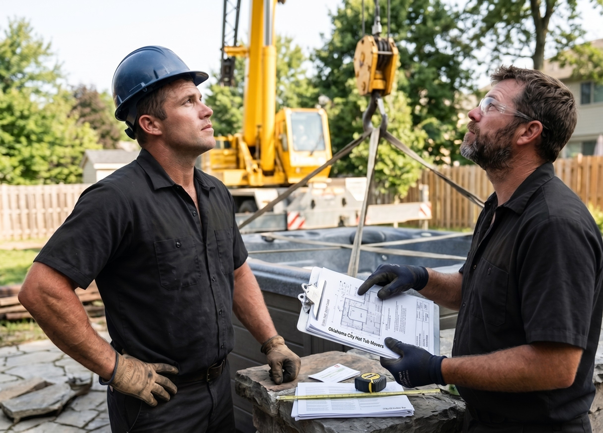 Homeowner watching hot tub relocation at their property